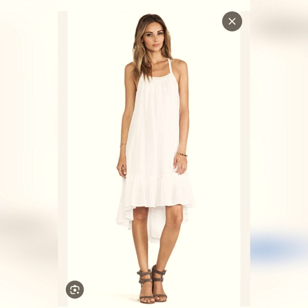 Free People Solid Gauze White Embroidered Sundress Racer Back XS